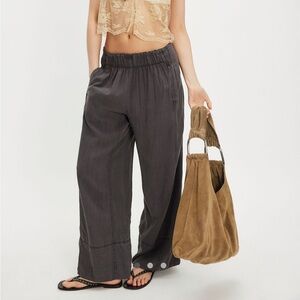 Free People Days End Charcoal Wide Leg Pants NWOT